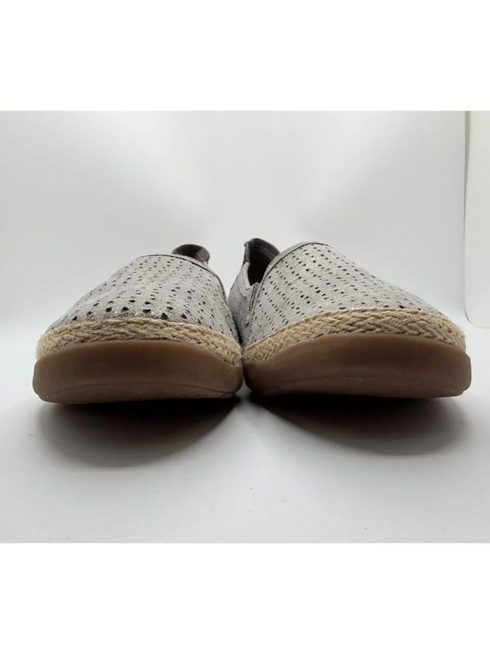 Clarks Elaina Ruby Women's Size 11N Pewter Metallic Leather Espadrille Shoes